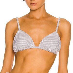 NEW Weekend Stories Hailey Bra Top Slate Stripe White Blue Bralette Medium M